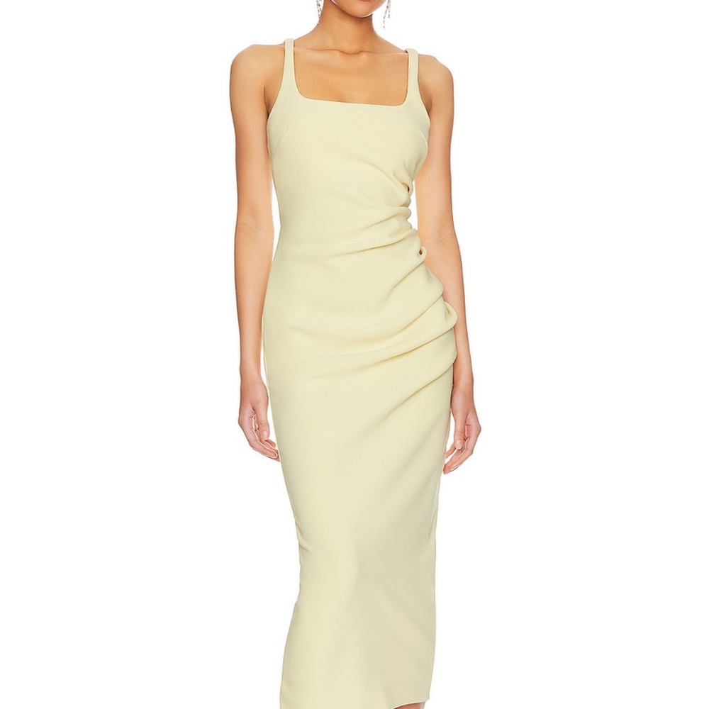 Bec & Bridge Yellow Karina Tuck Midi Dress